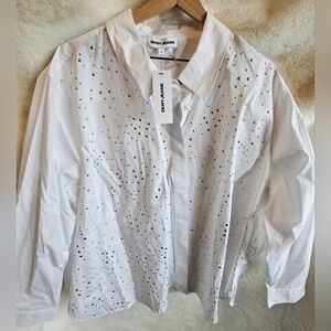 DKYN Embellished Button-Up Shirt Color White Size 3X